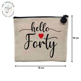 Tasche aus Leinen – Hello Forty Geburtstag 40 Jahre Papa Mama Vater Mutter – Kosmetiktasche aus Segeltuch in Leinenoptik – Geldbörse – 15 x 10 cm, leinen, 15 x 10 cm, Kosmetiktasche