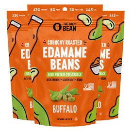 The Only Bean - Crunchy Roasted Edamame Beans (Buffalo), Keto Snacks, Healthy Snacks For Adults and Kids, Low Carb High Protein Snacks, Gluten Free Snack, Vegan Keto Food - 4 oz (3 Pack)