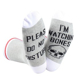 JTOUK Crime Drama TV Series Inspired Socks Please Do Not Disturb I’m Watching TV Show Birthday Gift for Crime TV Show Lover (Watching Bone EU)