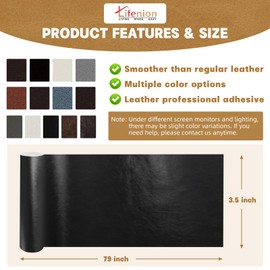 Lifenion Leather Repair Patch, Glossy Self Adhesive Leather Repair Tape, Large Vinyl Patch Kit for Couches, Sofa, Furniture, Car Seats, Office Chairs, Cabinets, Handbags（Dark Brown, 35X79 Inch）
