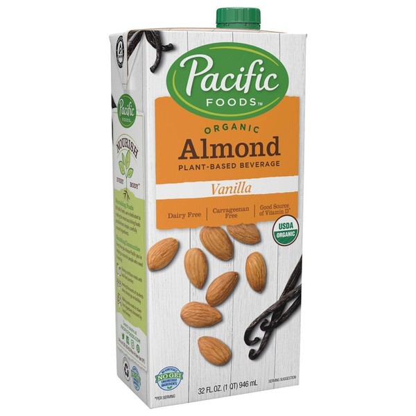 Pacific Foods Organic Almond Non-Dairy Beverage, Vanilla, 32-Ounce, (Pack of 12)
