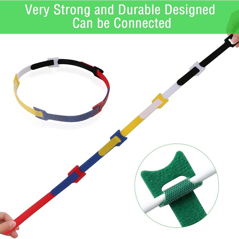 30PCS Adjustable Reusable Cable Ties Straps 12mmx150mm Hook and Loop