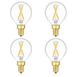 Dimmable G16.5 E12 LED Bulb G16 1/2 LED Light Bulb 25W Equivalent Small Base Candelabra Edison Bulbs Warm White 2700K 200LM 2W G50 LED Globe Bulb Chandelier Vanity Ceiling Fan Light Bulbs, 4 Pack