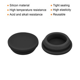 MECCANIXITY 2pcs Silicone Snap in Locking Hole Plugs,26mm/1 Inch Mounting Diameter Narrow Groove Width 2.5mm Panel Seal Cover Round for Kitchen Bulkheads Waterproof Sealing Plugs Black