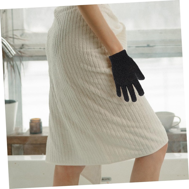 Poliéster Guantes de Ducha Exfoliantes Negro Blanco 10 Piezas