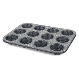 Salter Salter BW070381EU7 Megastone 12 Cup Muffin Pan - Large Baking Tray, Cake Tin, Non-Stick Coating, PFOA-Free, Oven Safe, Long-Lasting Bakeware, Strong & Durable Carbon Steel