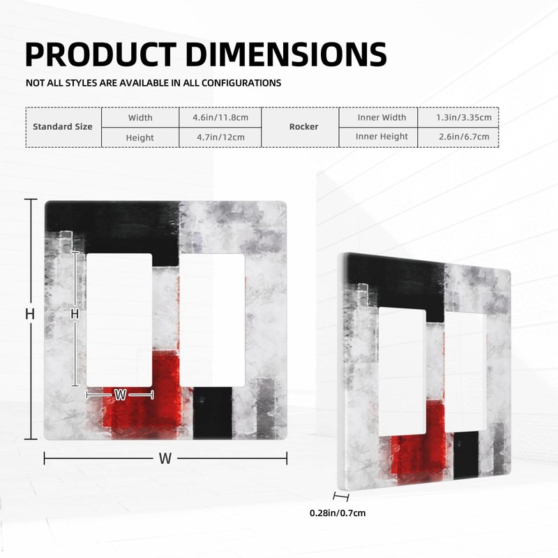 Red Black Grey Abstract Painting 2 Gang Double Rocker/Decora Light