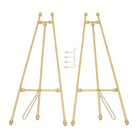 GXFCHYL 2 Pack 46.5 Inches Tall Metal Floor Easel Stand Adjustable Inclination Gold Large Wedding Easel Stand Great for Weddings, Welcome Signs, and Any Exquisite Displays(50*118cm)