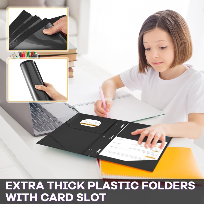 Henoyso 18 Pcs Plastic Folder with Clear Front Pocket and