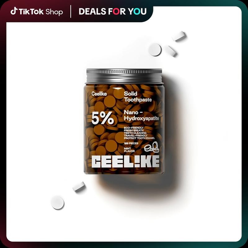 CEELIKE Solid Toothpaste – Fluoride-Free, Eco-Friendly, Portable, Long-Lasting Fresh Breath