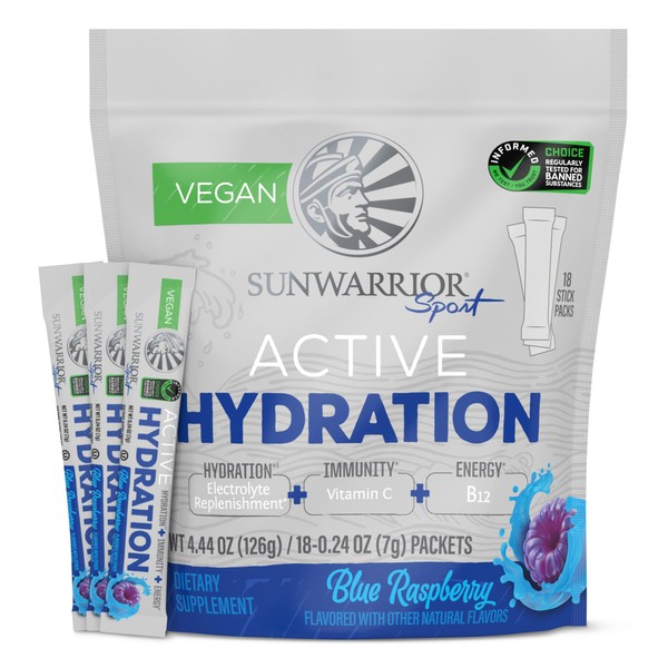 Sunwarrior Hydration Powder Electrolyte Packets | Blue Raspberry Flavored |