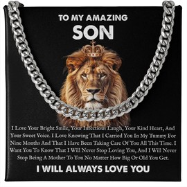 GLAVICY To My Son Cuban Link Chain Necklace, Son Necklace from Mom, Son Necklace from Dad, Gift For Son Necklace, To My Amazing Son Cuban Link Chain Necklace, Son Christmas Gift #4