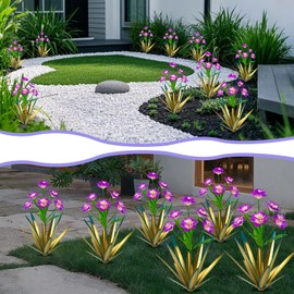 Homight Metal Agave Plant Outdoor Decoration Outdoor Garden Decoration Daffodils Flowers Mexican Yard Art Daffodils Flowers Decorative Garden Gift (3 Big Purple Daffodil)