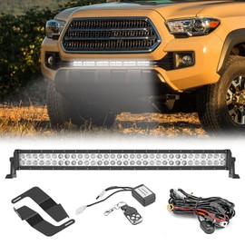 Mofun 180W 32" LED Light Bar w/Remote Switch Wiring Kit & Front Bumper Mount Brackets Compatible with Toyota Tacoma 2016-2023