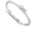 White CZ White Simulated Opal Simple Minimalist Promise Ring New