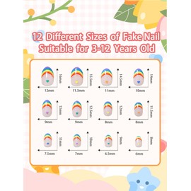72 Pcs Press on Nails for Kids, Wsimily Lovely Children Fake Nails , 3 Pack False Nails Kit Colorful DIY Nail Art Decorations for Girls, with Jelly Nail Glue and Jelly Nail Adhesives Tools