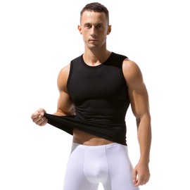 Casey Kevin Shapewear Men's Tummy Control Tank Top Men's Elastic Body Shaper Tight Vests Sleeveless for a Flatter Stomach, black, XXL