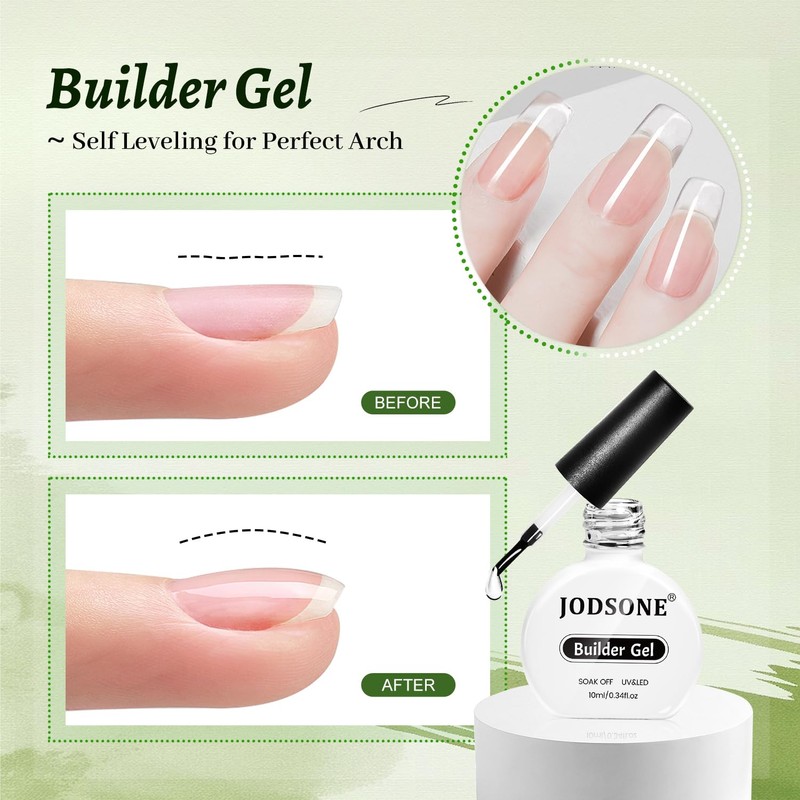 JODSONE 3Pcs 10ml Top Coat Base Coat Builder Gel Set
