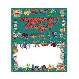 Stonehouse Collection Christmas Table Tent Place Cards - 25 Holiday Guest Seating Name Cards - Table Tents - Place Cards (Toy Border)