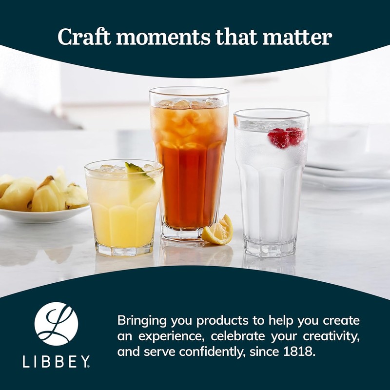 Libbey Gibraltar Drinking Glass Drinking Cup Set, Iconic Heavy Base