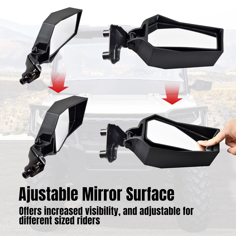 SAUTVS Adjustable Rearview Side Mirrors for Polaris Ranger 1000/XP 1000/Crew