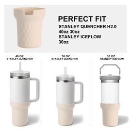 CarryNext Silicone Water Bottle Boot, Anti-Slip Protective Sleeve for Water Bottle, Protects FreeSip or Flip Stainless Steel Water Bottles (Cream White, 40OZ)