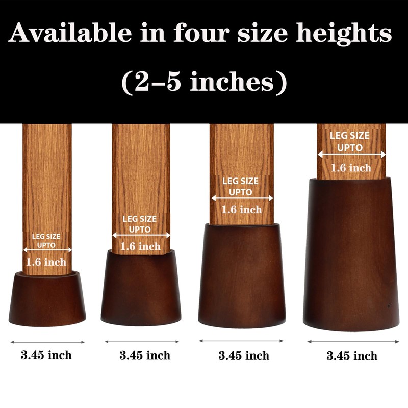 Txcucc Wooden Furniture Risers 2 Inch Tapered Bed Risers Set