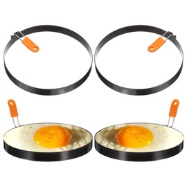 HARFINGTON 4Pcs Egg Rings 7.8" Stainless Steel Nonstick Pancake Cooking Ring with Silicone Handle for Griddle Frying Eggs Sandwich Omelets Breakfast