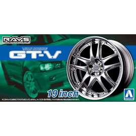 Aoshima 19 Inch Rays Volk Racing GT-V Tyres & Rims Set 1:24 Model Kit Kit 054628