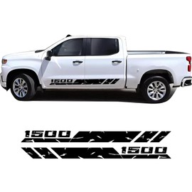 Juego de 2 calcomanías impermeables de vinilo para automóvil, kit de gráficos deportivos para puerta lateral, compatible con Chevy Silverado 1500 1500HD (negro)