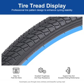 FengCan 20 x 1.75 Tyres, 20 x 1.75 Bicycle Tyres, 47-406 Bicycle Coat, Foldable, Suitable for 20 x 1.75 cm, 20 x 1.95 cm, City/Gravel/Handcar/Road Bike Tyres (One)