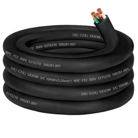 10/3 Wire 10 AWG SJOOW Wire 3 Conductor 10 Gauge 300V SJOOW Cord Portable Power Cable 30A Electrical Cable Extension Cord for Welder,Generator,Portable Light,Circuits,EV Car Charger,Motor Lead-25ft