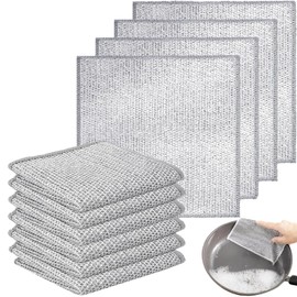 Scratchy-Wipes Cleaning Cloth, Scratchy Wipes, Pack of 10 Reusable Wire Sink Cloth, Multi-Purpose Stainless Steel Kitchen Cleaning Cloth for Wet and Dry Cleaning