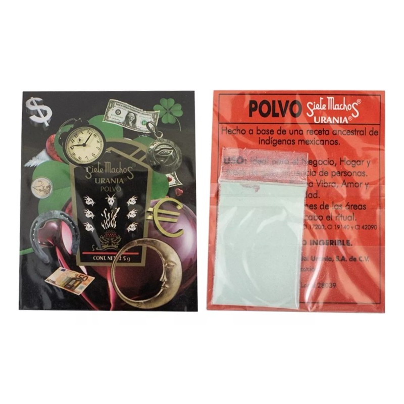 3pzas Polvo 7 Machos Urania 2.5grs Protección, Buena Suerte