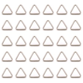 1 pulgada anillo triangular metálico, plateado - 30 piezas