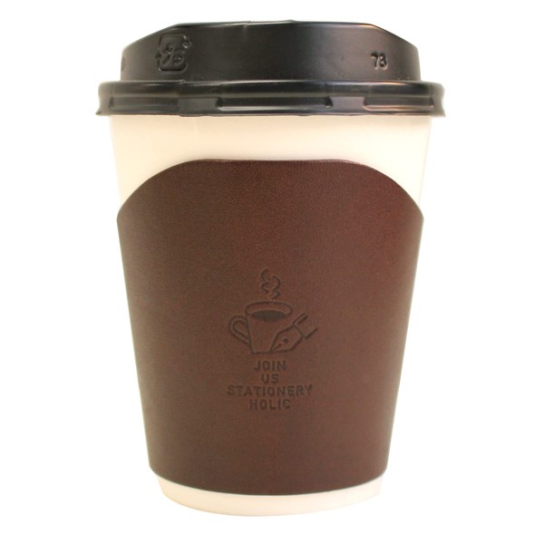 Japanese Stationery Original STATIONERY & COFFEE Genuine Leather Coffee Sleeve COFFEE SLEEVE Dark Brown