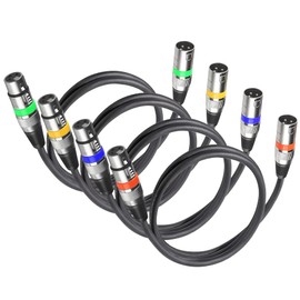 DMX Cable 1 m 3 Pin DMX Cable XLR Cable, Microphone Cable XLR Male to Female DMX Signal Cable DMX Light Cable XLR Pack of 4