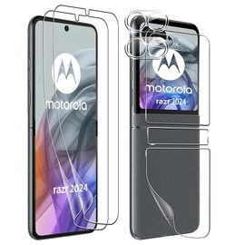 Fhyeugfy for Motorola Moto Razr 2024 Screen Protector,[2+2+1 Pack] Inner Screen Flexible Film+ Camera Lens Protector+Back Screen Protector(Soft TPU),No Bubbles, Anti-Scratch