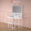 Keonjinn White Vanity Desk with Mirror and Lights, LED Makeup
