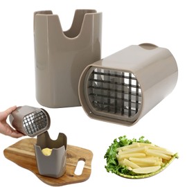 Qianeffort French Fry Cutter, Manual Potato Chipper, Stainless Steel Blade, Grey