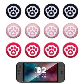Vroxdrez Joystick Kappen kompatibel mit für Switch 2 Joy‑Con – 6er Set Silikon Thumb Grip Caps Schutz Cover, Weich & Rutschfest, Schwarz/Rot/Rosa – Ergonomische Kontrolle & Langlebig (A)