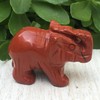 DHRWGEM 1.5" Natural Quartz Crystal Red Jasper Hade Carved Elephant