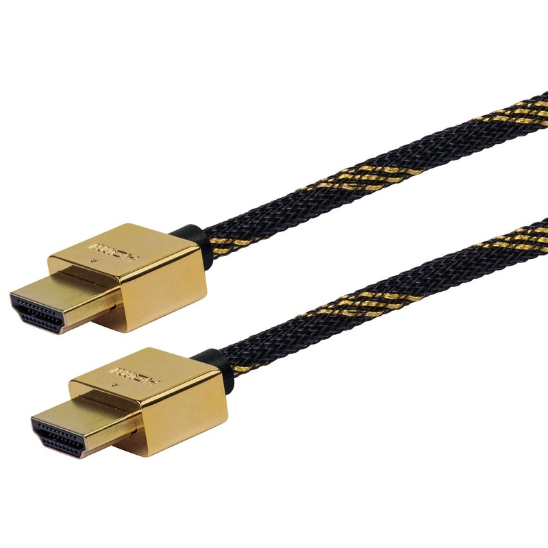 Schwaiger GmbH -HDMSL15 531- High-Speed-HDMI-Kabel mit Ethernet/ 1,5m/ schwarz-Gold/HDMI Stecker