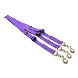 Dog Coupler/Splitter Lead Dual Walking Leash Adjustable 20mm Webbing 3 Way Splitter (Purple)