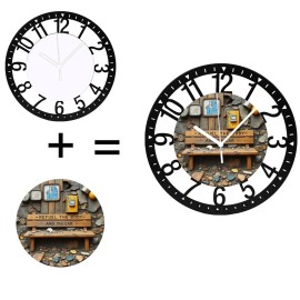25cm Industrial Loft-Style Iron Wall Clock with Visible Weld Seam Texturessheet size: 10 inch, color: Black