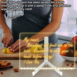 Led Note Board with Colors, Acrylic Dry Erase Boards with Light and Adjustable Stand Glowing Message Notepad for Store, Office, Gift, School Home