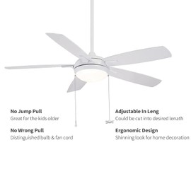 Lingtoolator Pull Chain, 𝟭𝟮 𝗶𝗻𝗰𝗵 Extra Long with Decorative Frosted Glass Bulb and Fan Cord,Fit All Standard 3mm Diameter Ceiling Fans(