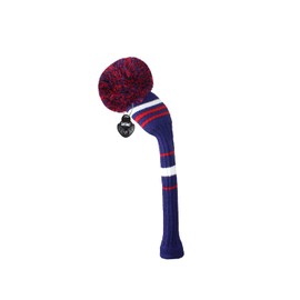 Scott Edward 1PCS Hybrid Knitted Golf Club Cover Head Cover with a Pom Pom Fits Well Hybrid(UT) Club with Rotating Number Tags for Male/Female Golfers (Deep Blue Red White)