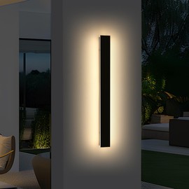 Mikeru 47.2inch Long LED Wall Light, 3000k/4500k/6000k Three Colors Switchable Modern Exterior Wall Sconces Acrylic Invisible Outdoor Lights for Porch Modern Outdoor Wall Mount Lighting for House