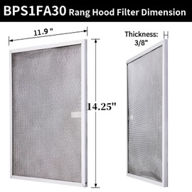 BPS1FA30 Range Hood Filter Replacement for 30-Inch Broan Nutone QS1 WS1, Allure Grease Filter, Replaces 99010299,S99010305,AP3378953 Range Hood Filters 11-3/4" X 14-1/4" X 3/8" Aluminum (4 Pack)